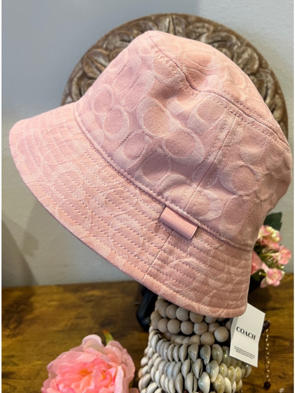 Classic Coach Signature Powder Pink Bucket Hat M/L New with Tags - Picture 2 of 8